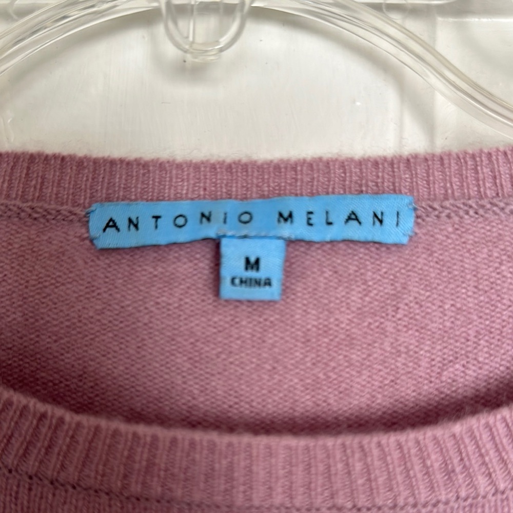 ANTONIO MELANI Sz Medium Pink Cashmere Double Ruffle Slv  Sweater - Picture 5 of 9